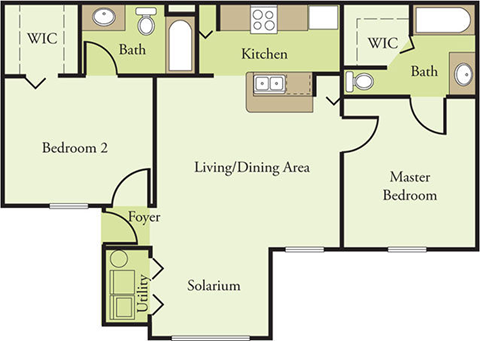 Two Bedroom Two Bathroom Floor Plan